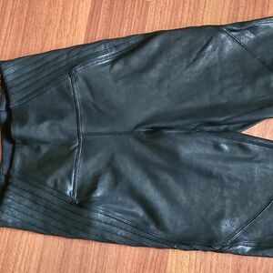 Carbon38 Moto Faux Leather Hi-rise 7/8 Legging Black, Sm- Pleated Details~ NWOT